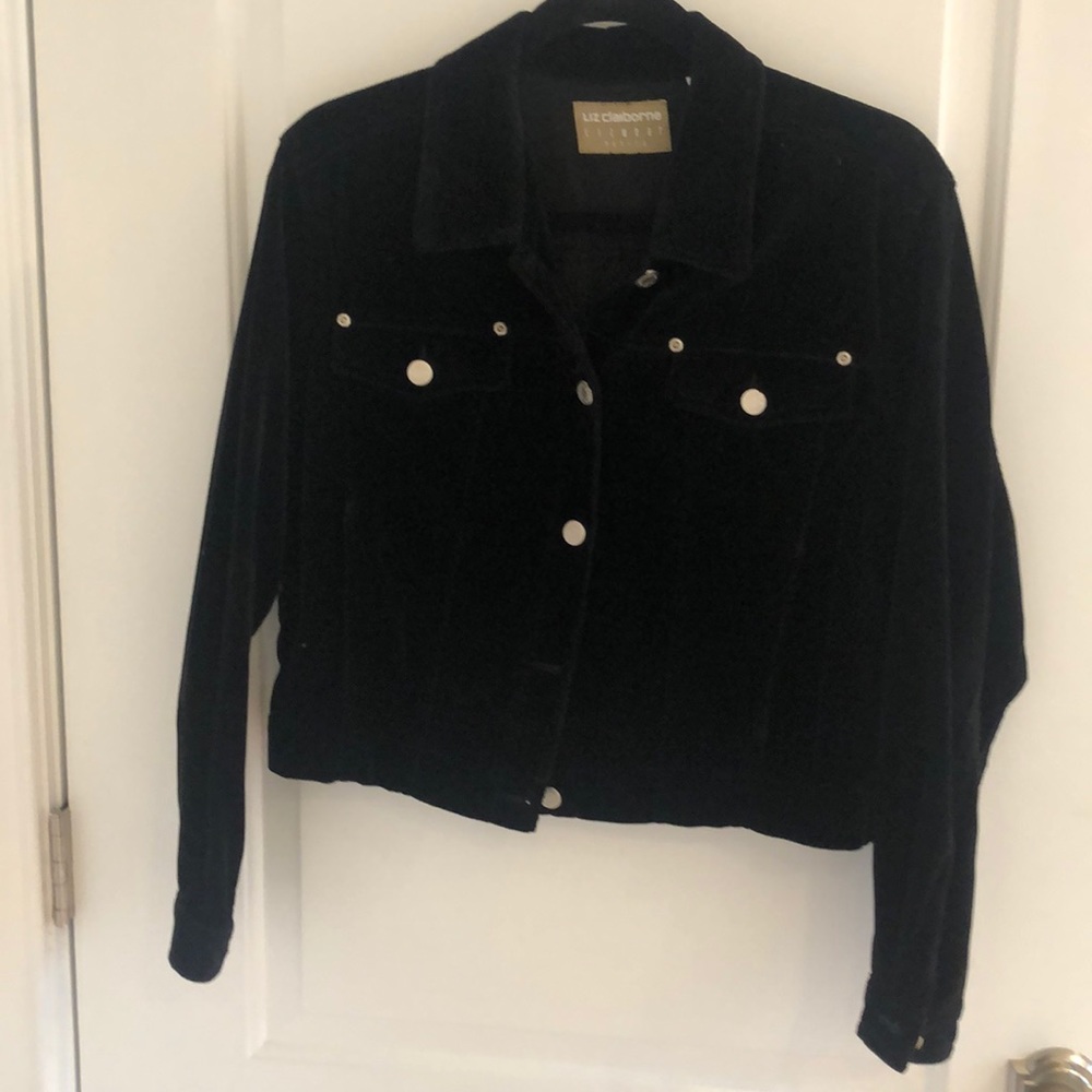 NWOT LIZ CLAIBORNE VELVET BOMBER JACKET.